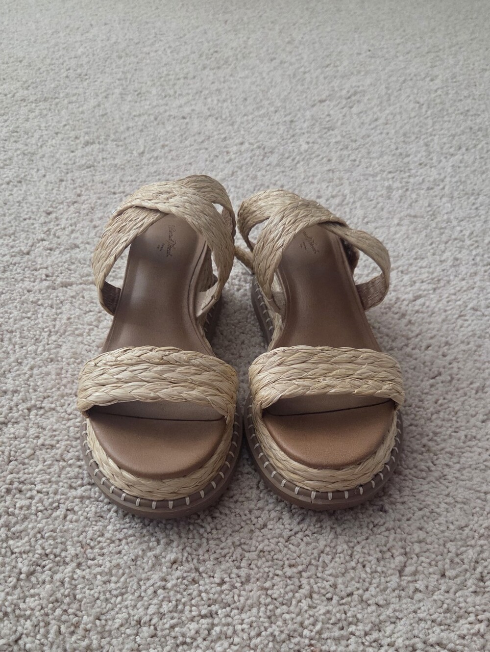 Woven Strap Platform Sandals - Natural